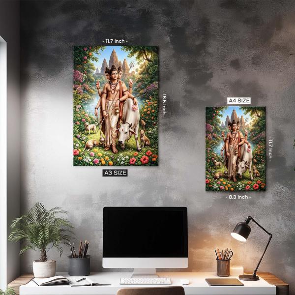 Shree Dattatreya: The Eternal Guru of the Three Worlds | Divine Metal Poster