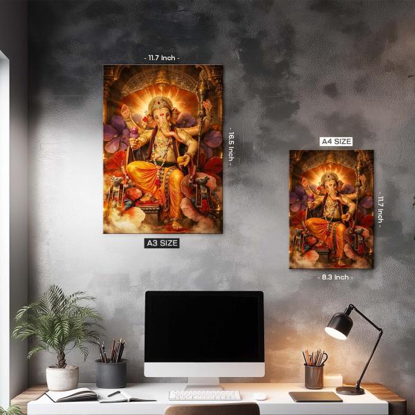 Mahaganapati: The Radiant Lord of Auspicious Beginnings | Divine Metal Poster