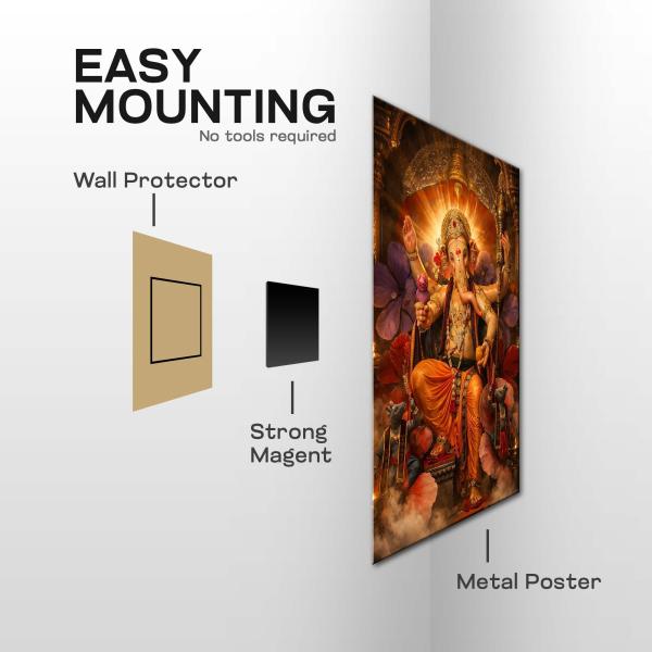 Mahaganapati: The Radiant Lord of Auspicious Beginnings | Divine Metal Poster