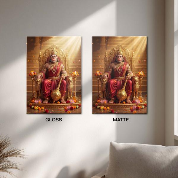 Shree Hanuman Mahaveer: The Divine Throne of Strength & Devotion Metal Poster