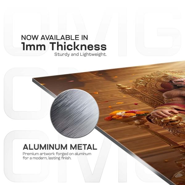 Shree Hanuman Mahaveer: The Divine Throne of Strength & Devotion Metal Poster