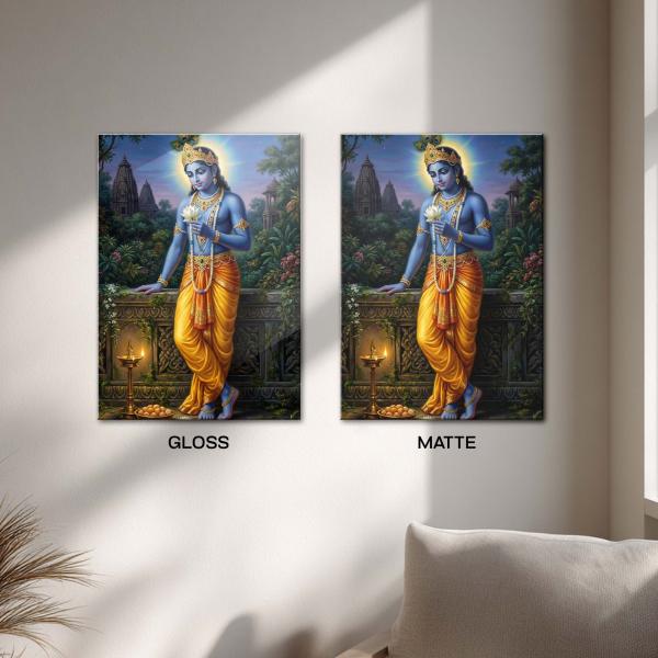 Shri Krishna: The Lotus-Bearing Lord of Divine Grace | Celestial Bhakti Metal Poster