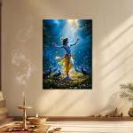 Shree Krishna: The Celestial Dancer of Divine Bliss | Eternal Leela Metal Poster