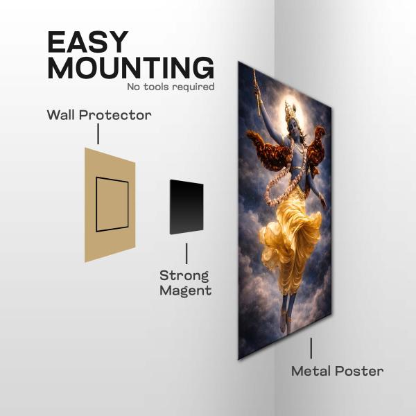 Lord Krishna: The Divine Cosmic Dancer | Sacred Metal Poster