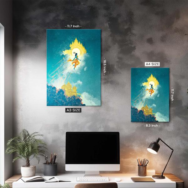 Krishna: The Celestial Ascension Metal Poster