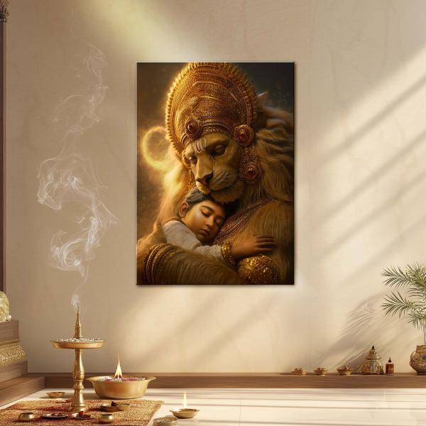 Narasimha Avatar: Divine Protector of Innocence & Faith Metal Poster