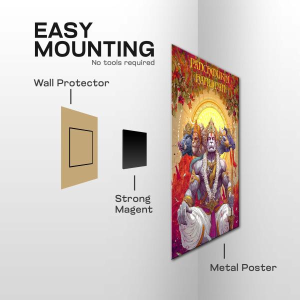 Panchmukhi Hanuman: The Radiant Warrior Metal Poster