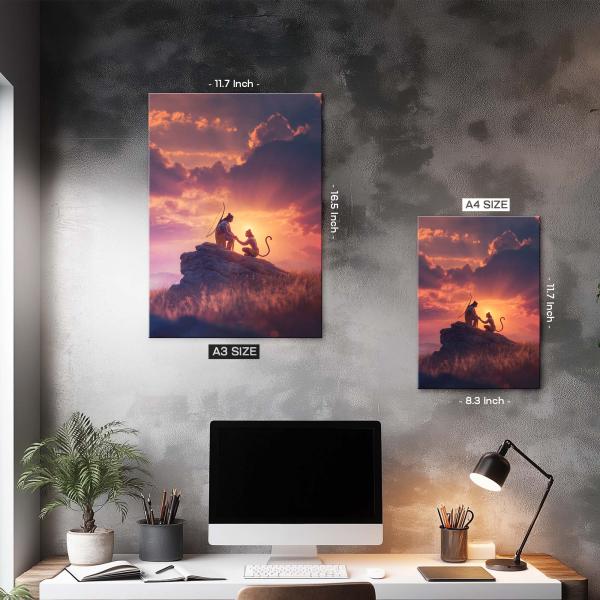 Bhakti & Maryada: Rama and Hanuman at Sunset Metal Poster