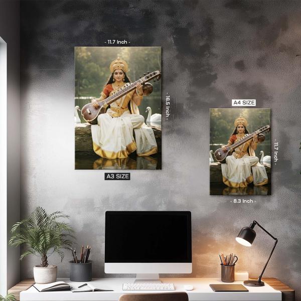 Saraswati: Eternal Flow of Wisdom & Art Metal Poster