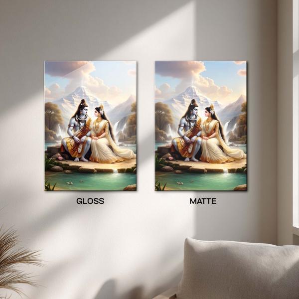 Shiva & Parvati: Divine Union of Stillness and Grace Metal Poster