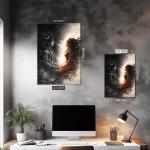 Ardhanarishvara Union: Eternal Shiva–Shakti | Divine Cosmic Metal Poster