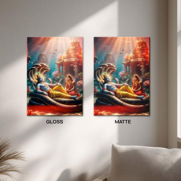 Vishnu Lakshmi: The Cosmic Ocean of Serenity Metal Poster