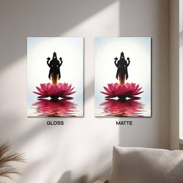 Lord Vishnu: The Lotus-Born Guardian of Cosmic Balance | Serene Divine Metal Poster